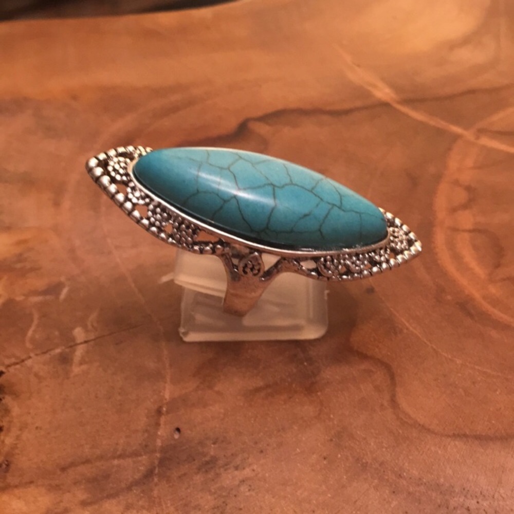 Turquoise Boho Statement Ring - image 7